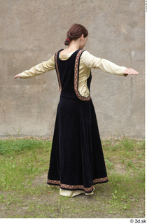  Medieval Castle lady in a dress 2 black dress historical clothing medieval t poses white shirt whole body 0003.jpg